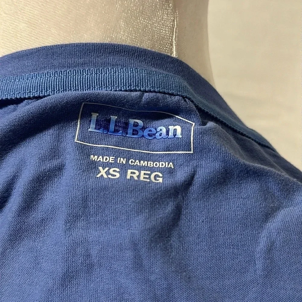 mens blue LL Bean Enjoy The Outdoors graphic long sleeve shirt size xs regular
